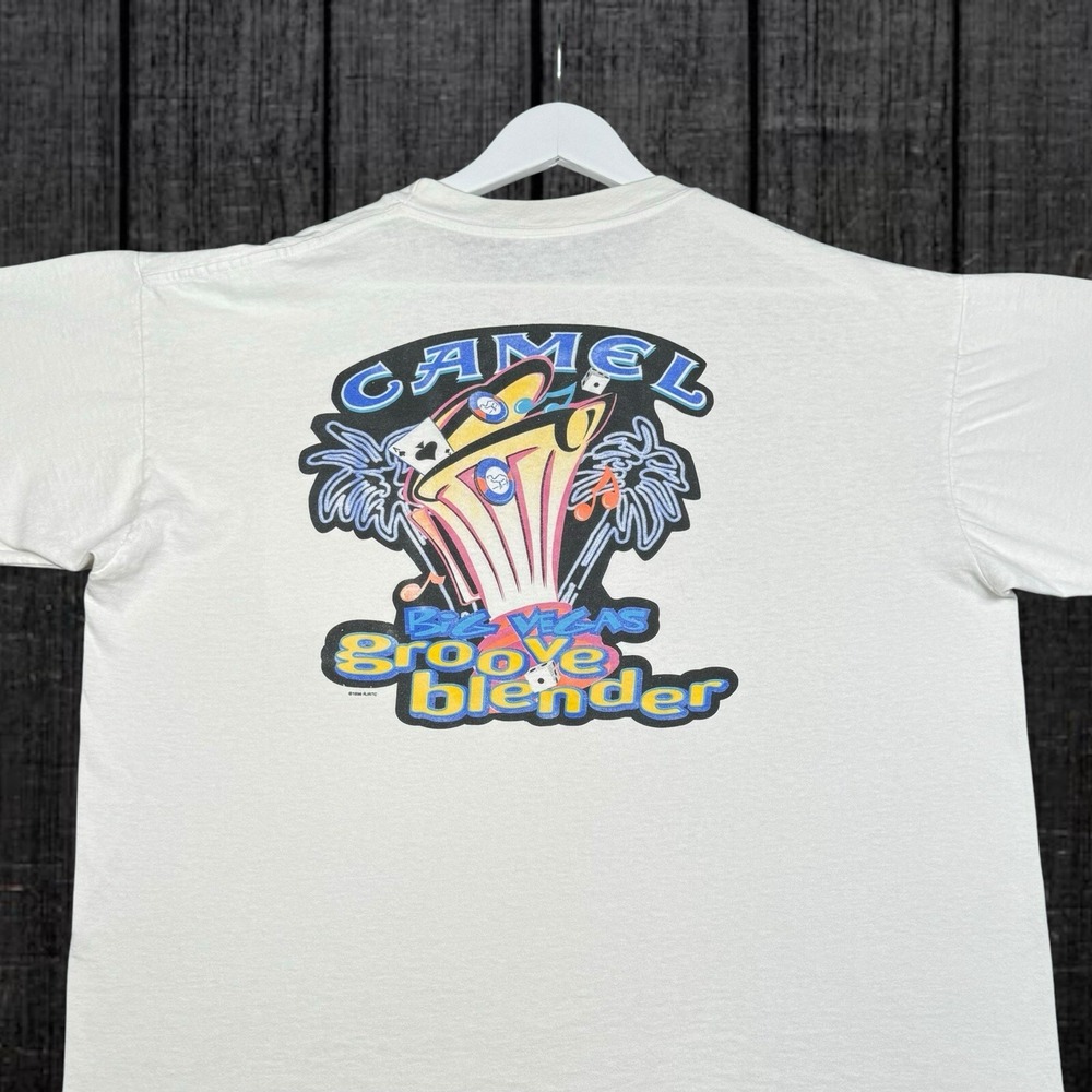 Vintage 1996 Camel Big Vegas Groove Blender Pocket Shirt - Men's XL (Fits Short)